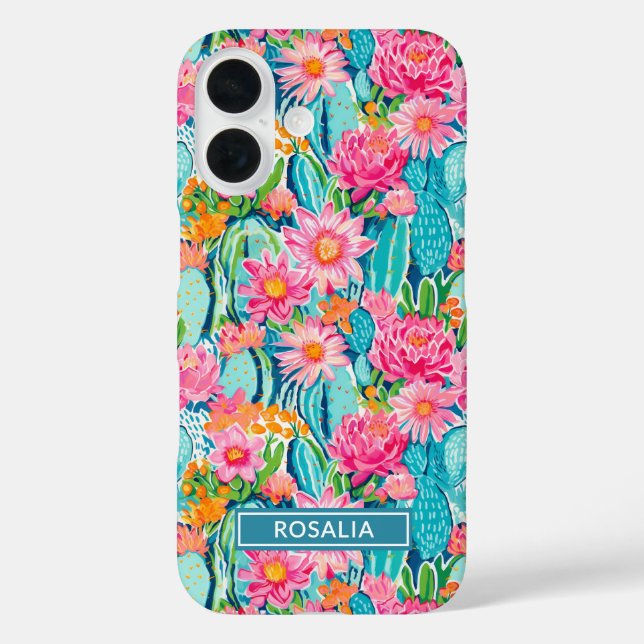 Coques Case-Mate iPhone Modern Colorful Blooming Cacti Personalized (Verso)