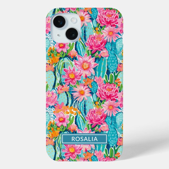 Coques Case-Mate iPhone Modern Colorful Blooming Cacti Personalized (Verso)