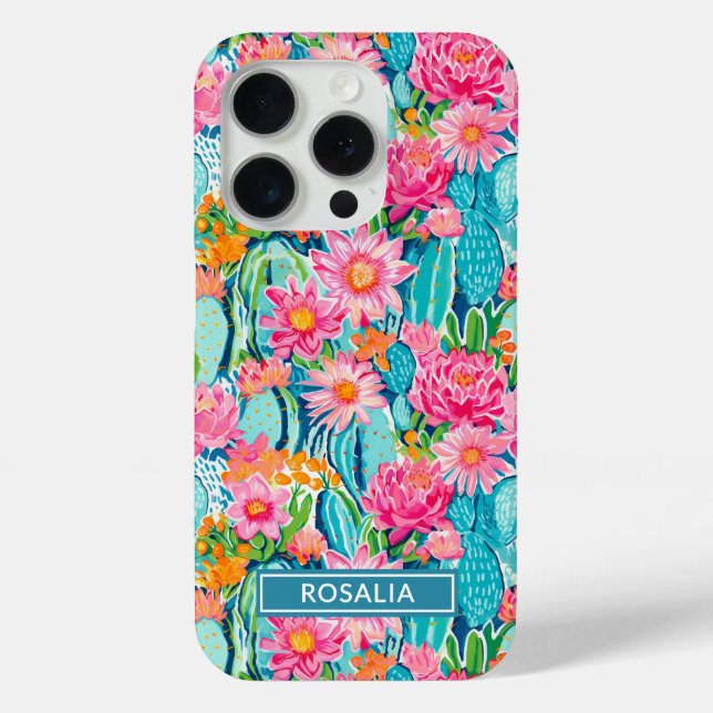 Coques Case-Mate iPhone Modern Colorful Blooming Cacti Personalized (Verso)