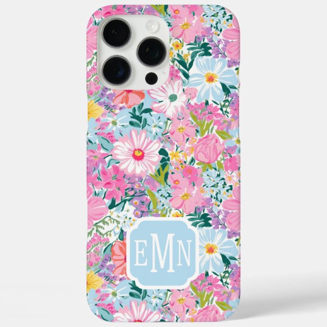 Coques Case-Mate iPhone Modern Colorful Garden Monogrammed  (Verso)