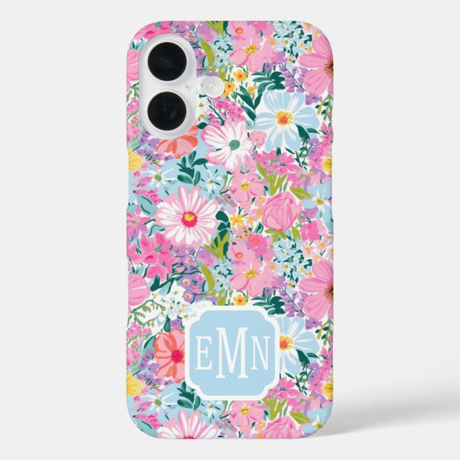 Coques Case-Mate iPhone Modern Colorful Garden Monogrammed (Verso)