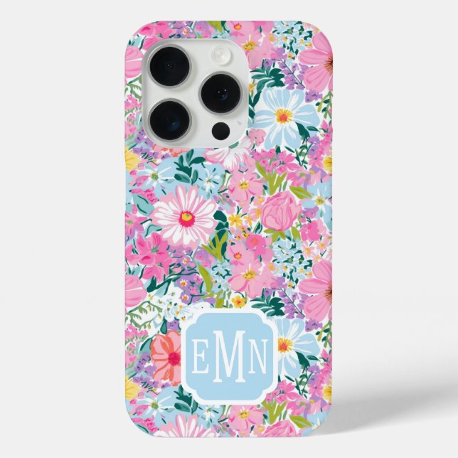 Coques Case-Mate iPhone Modern Colorful Garden Monogrammed (Verso)