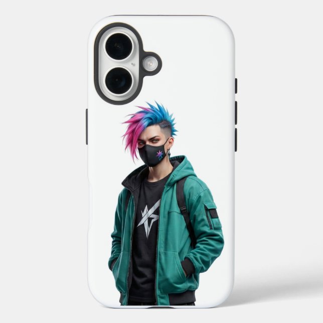 Coques Case-Mate iPhone Modern Cyberpunk Anime Boy Graphic iPhone 15 Case (Verso)