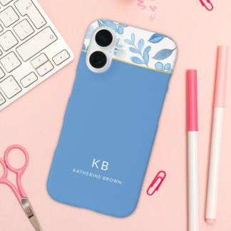 Coque Pour iPhone 16 Modern Elegant Blue Floral Pattern 