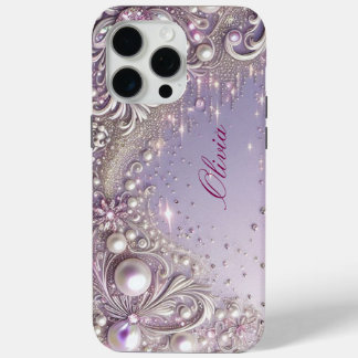 Coque Case-Mate iPhone Modern elegant cute purple pearls Valentine’s Day