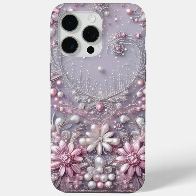 Coques Case-Mate iPhone Modern elegant cute purple pearls Valentine’s Day (Verso)