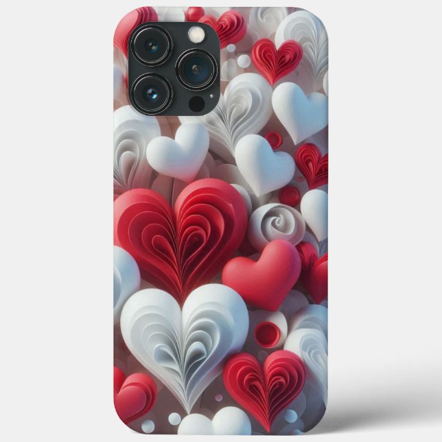 Coques Case-Mate iPhone Modern elegant pink white heart valentine  (Verso)