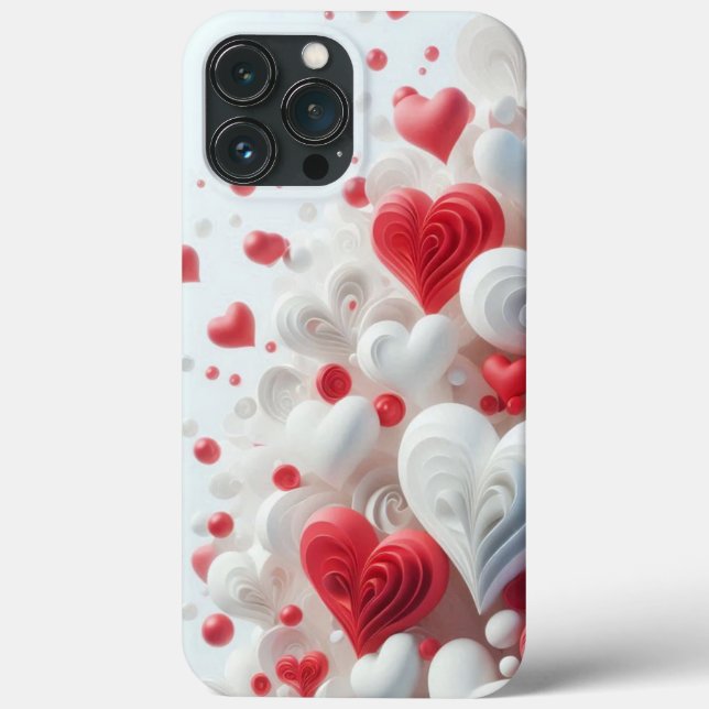 Coques Case-Mate iPhone Modern elegant pink white heart valentine  (Verso)