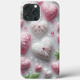 Case-Mate iPhone Case Modern elegant pink white heart valentine