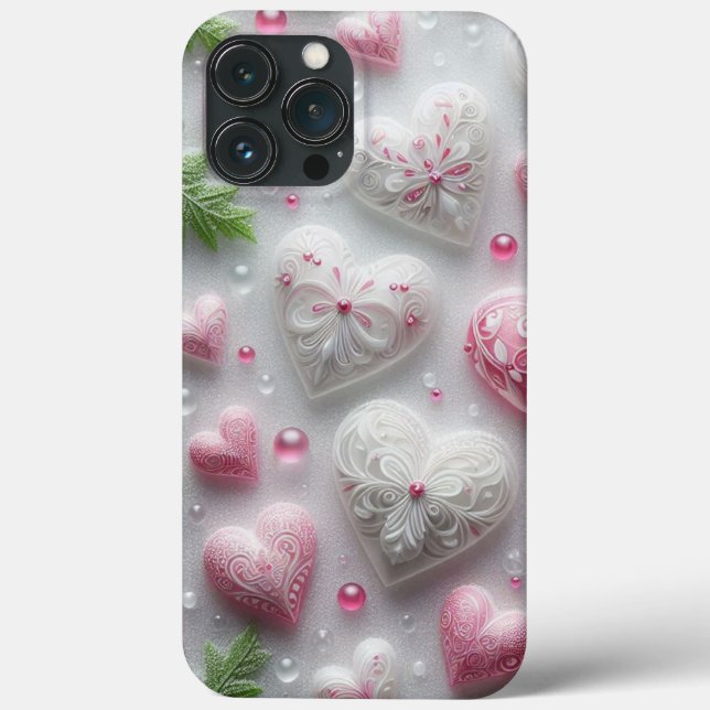 Coques Case-Mate iPhone Modern elegant pink white heart valentine  (Verso)