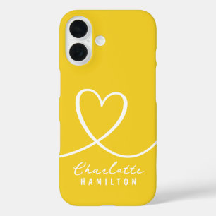 Coque Pour iPhone 16 Modern Love Heart Nom personnalisé