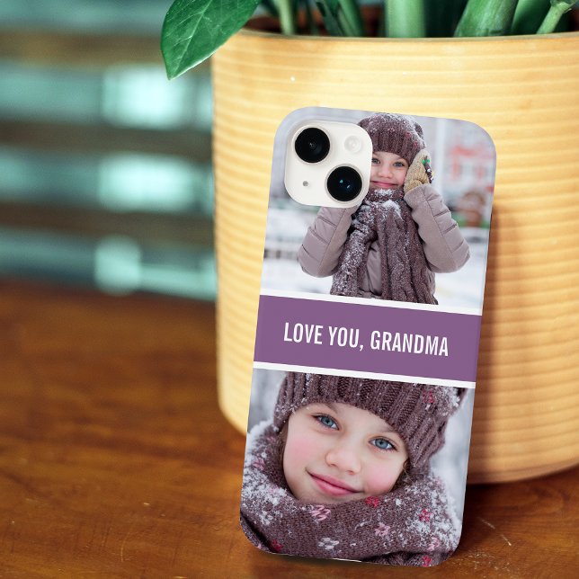 Coques Case-Mate iPhone Modern Love You Grand-mère 2 Photos Violet (Créateur téléchargé)