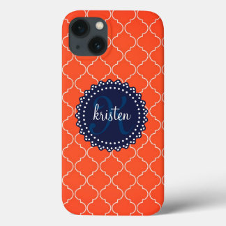 iPhone 13 Coque Modern Orange Bristol Tiles Personalized Trendy