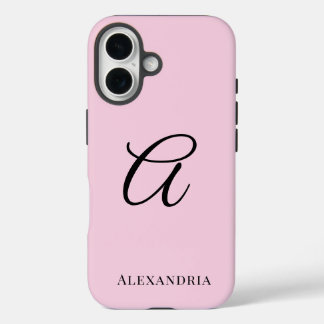 Coque Pour iPhone 16 Modern Pink Stylish Personalized Name Initial