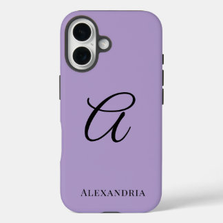Coque Pour iPhone 16 Modern Purple Stylish Personalized Name Initial