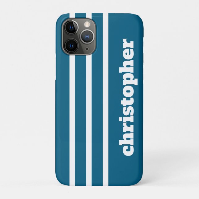 Coques Case-Mate iPhone Modern Simple Blue Pool Monogram Name (Dos)