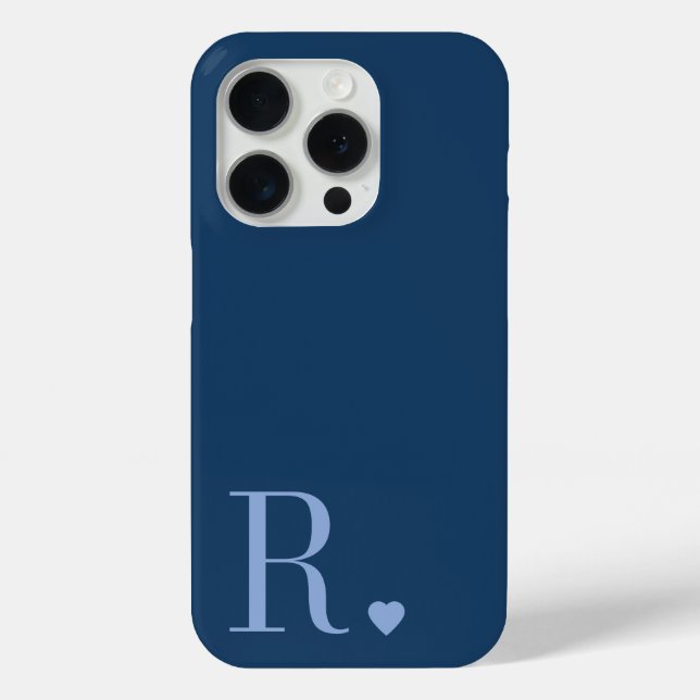 Coques Case-Mate iPhone modern stylish blue monogram initial  (Verso)
