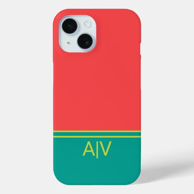 Coques Case-Mate iPhone Modern Summer Coral Aquamarine Monogram (Verso)