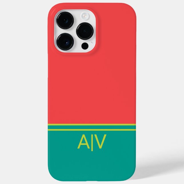 Coques Case-Mate iPhone Modern Summer Coral Aquamarine Monogram (Verso)