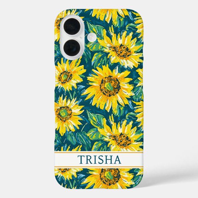 Coques Case-Mate iPhone Modern Sunflowers Monogrammed (Verso)