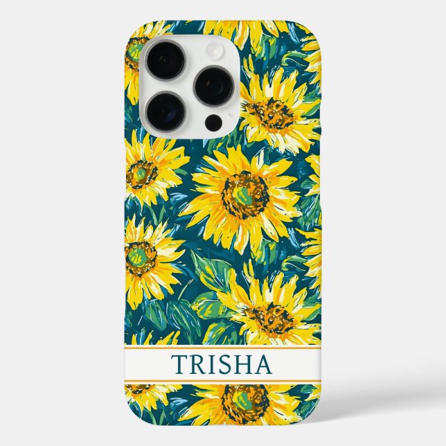 Coques Case-Mate iPhone Modern Sunflowers Monogrammed (Verso)