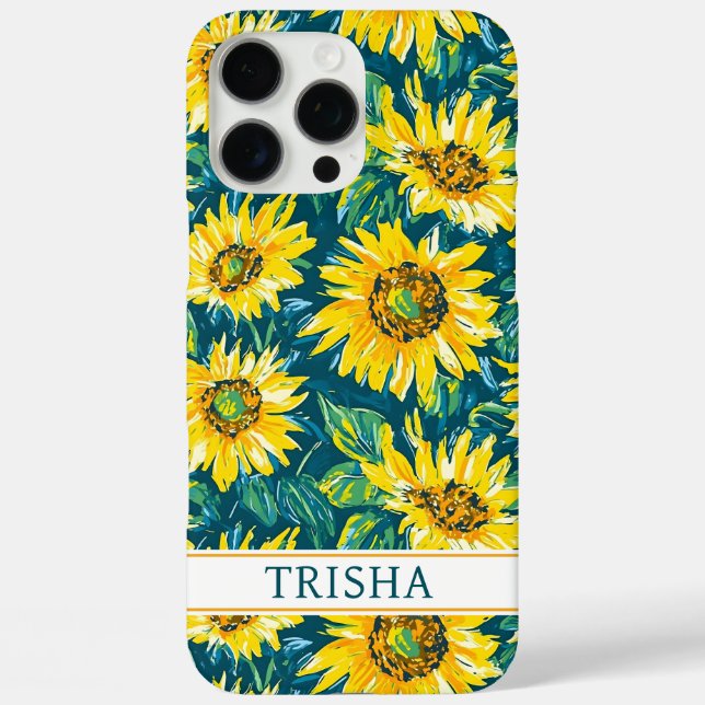 Coques Case-Mate iPhone Modern Sunflowers Monogrammed (Verso)