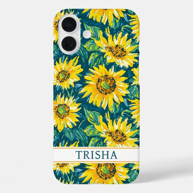 Coques Case-Mate iPhone Modern Sunflowers Monogrammed (Verso)
