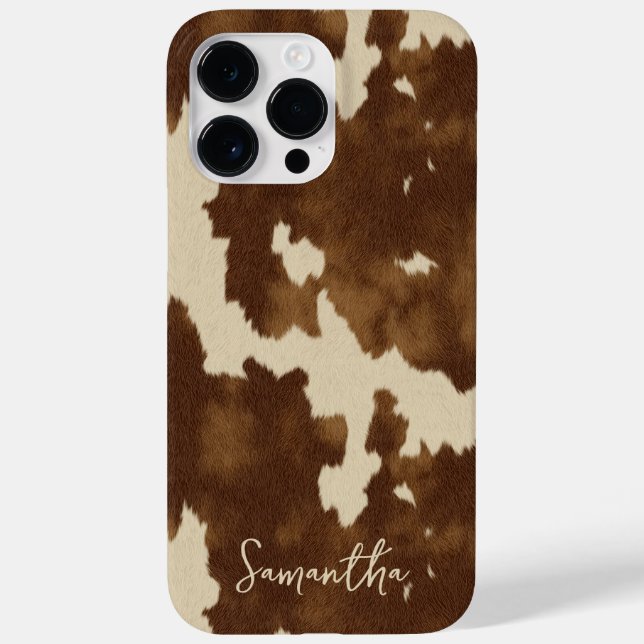 Coques Case-Mate iPhone Modern Western Country Cowgirl Brown Script Name (Verso)