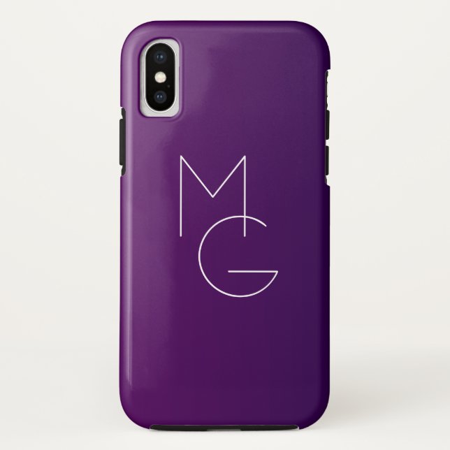 Coques Case-Mate iPhone Moderne 2 Initiales | Ombre Subtile Violet Foncé (Dos)