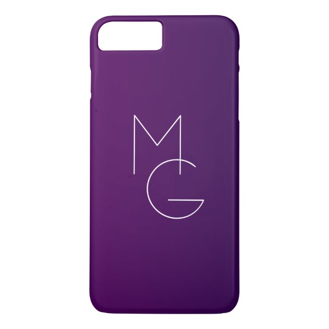 Coques Case-Mate iPhone Moderne 2 Initiales | Ombre Subtile Violet Foncé (Dos)