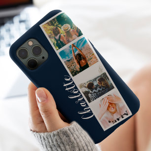 Case-Mate iPhone Case Moderne 4 photos grille nom collage sur bleu marin