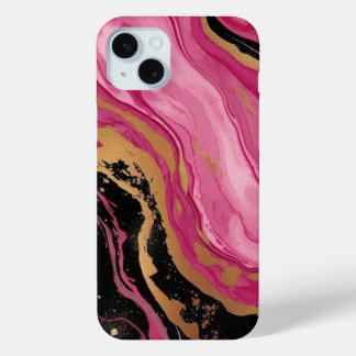 Coque Case-Mate iPhone Moderne abstrait magenta rose or paillettes noir