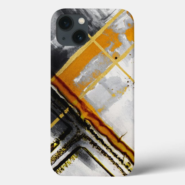 Coques Case-Mate iPhone Moderne Abstrait Noir Or Luxe Chic Aquarelle (Verso)