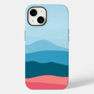 Coque Case-Mate iPhone Moderne Abstrait Pastel Blue Pink Mountains