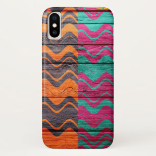 Coque iPhone X Moderne Abstrait Pastel Wood