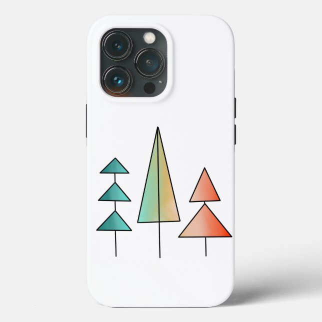 Coques Case-Mate iPhone moderne arc-en-ciel arbres roses sarcelle simple m (Verso)
