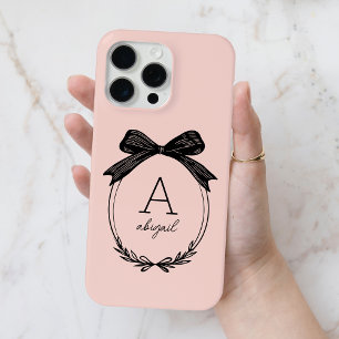 Coque Case-Mate iPhone Moderne Black Bow Stylish Girl Blush Rose Monogram