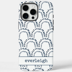 Coque iPhone 16 Pro Max Moderne Boho Indigo Blue Rainbow Personnalisé