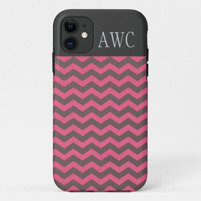 Coques Case-Mate iPhone Moderne, branché, rose classique & chevron café (Dos)