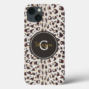 Coques Pour iPhone Moderne chic imprimé guépard marron motif monogram
