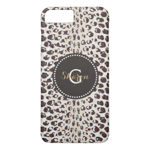 Coque Case-Mate iPhone Moderne chic imprimé guépard marron motif monogram
