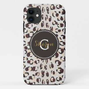 Coque Case-Mate iPhone Moderne chic imprimé motif guépard marron monogram