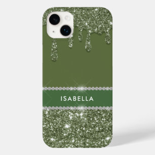 Coque Case-Mate iPhone Moderne Chic Sage Green Parties scintillant Sparkl