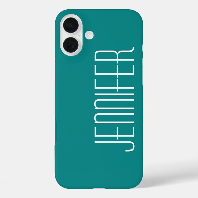 Coques Case-Mate iPhone Moderne Chic Turquoise Nom Jumbo Personnalisé (Verso)