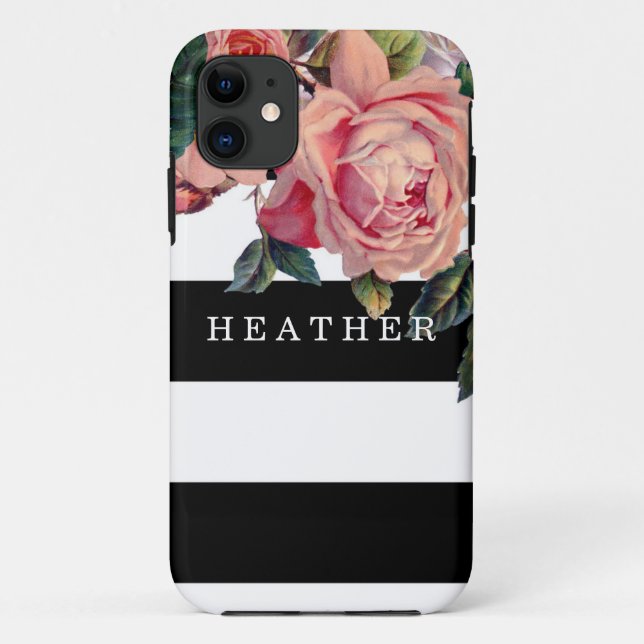 Coques Case-Mate iPhone MODERNE Chic Wide Stripes avec Rose, Enregistrer l (Dos)