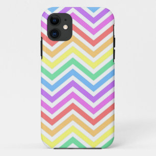 Coque iPhone 11 Moderne, cool, tendance arc-en-ciel coloré chevron