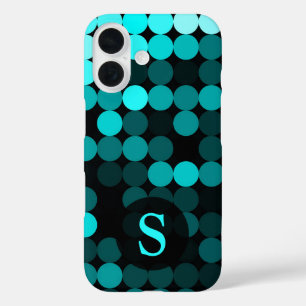Coque Pour iPhone 16 Moderne Cool Unique Motif à Points Turquoise Monog