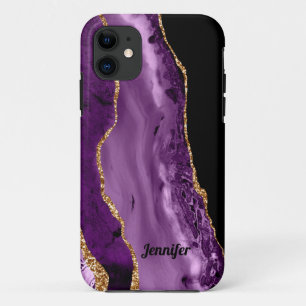 Case-Mate iPhone Case Moderne Cristal d'Agate Or Violet Personnalisé