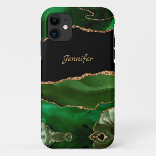 Case-Mate iPhone Case Moderne cristal d'agate vert or personnalisé