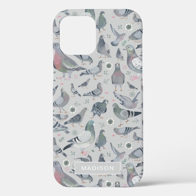 Coques Case-Mate iPhone Moderne Design Gris Motif Pigeon Bird (Verso)